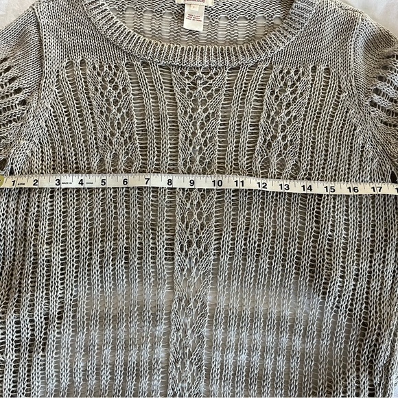 Sundance Light Gray Linen boho fun Backless Crochet Knit Top Womens sz Large GUC - Picture 12 of 15